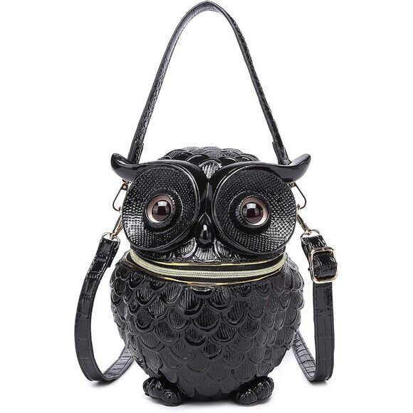 Handbags - PVC Owl Shape Crossbody Bag Women Men Small Travel Purse with Detachable Strap